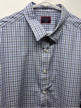 UNTUCKit Durif Wrinkle-Free Long Sleeve Button Down Men's XXL Blue Check